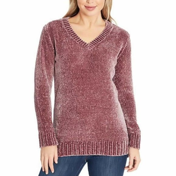 NWOT Orvis Women's Misty Rose Chenille Long Sleeve V-neck Tunic Sweater Size L - Picture 2 of 15